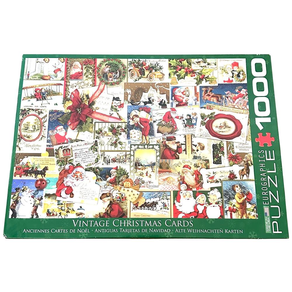 Eurographics 1000 Pc Puzzle Vintage Christmas Card 19.25in x 26.62in UNVERIFIED‎